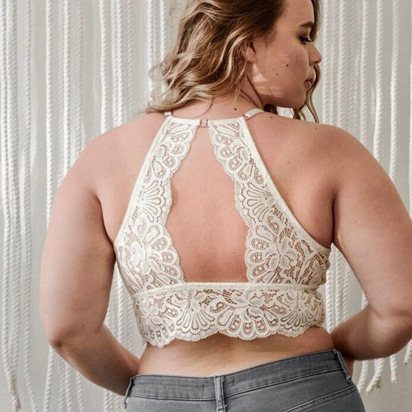 Victorian High Neck Mesh PlusSize Bralette Top - Picture 2 of 3